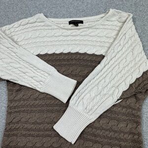 Banana Republic Two Tone Cable Knit Sweater Womens Medium Dolman‎ 3/4 Sleeve
